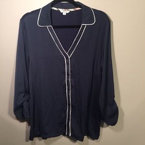 Navy Sweet Grey Blouse - Size Large
